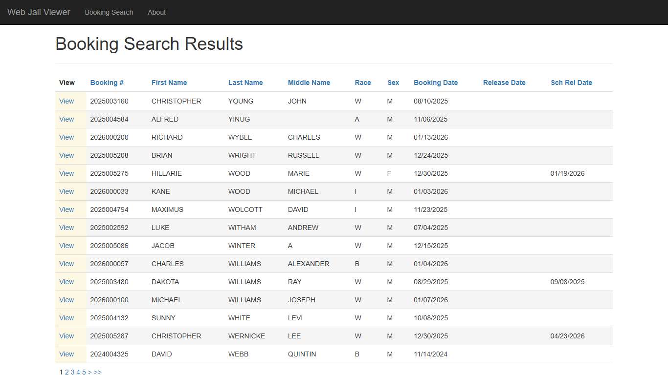BookingSearchDetail - Web Jail Viewer