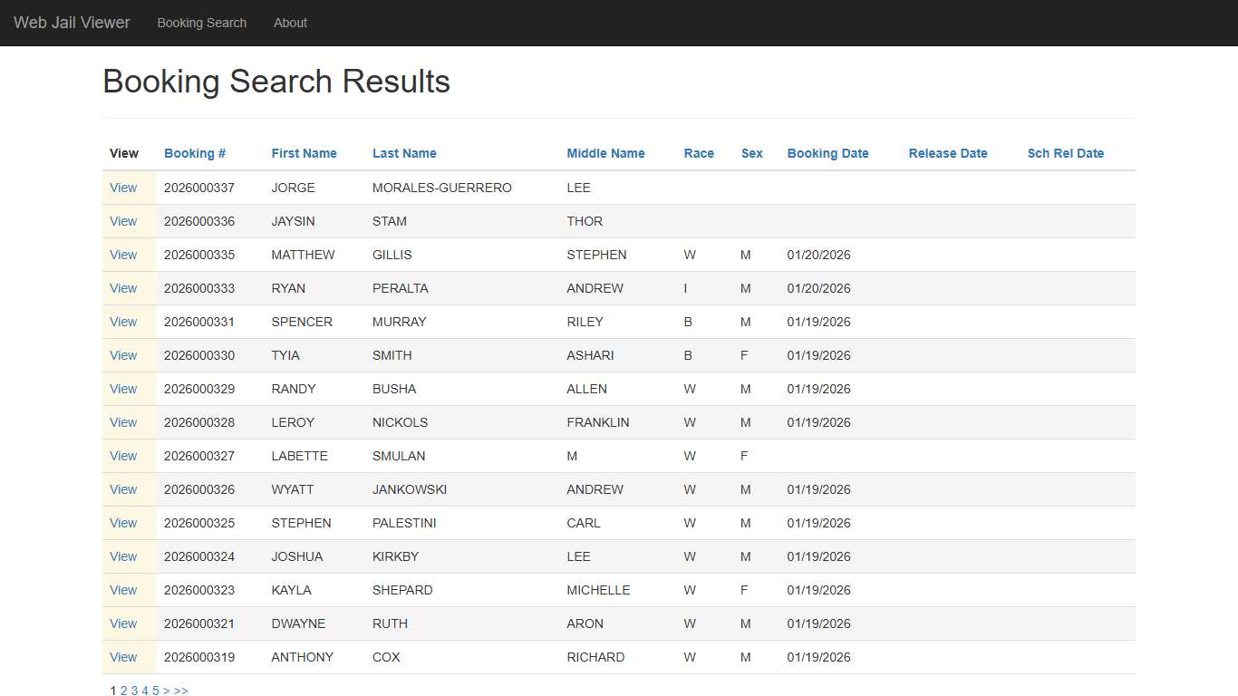 BookingSearchDetail - Web Jail Viewer